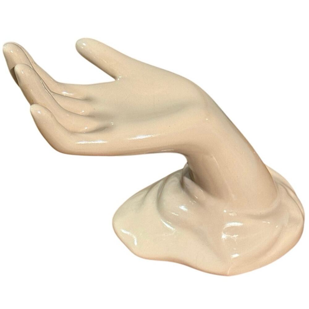 Rare Vintage Vohann Hand Sculpture Jewelry Ring Holder Pottery Collectible